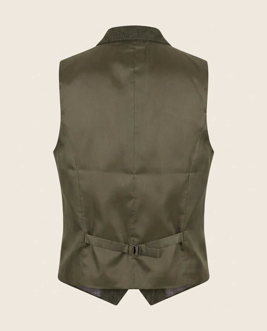 CASTLESON Chief - Gilet Olive Tweed — achterkant