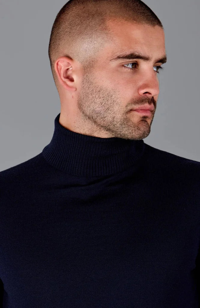 Extra feiner Merinowollpullover mit Rollkragen für Herren