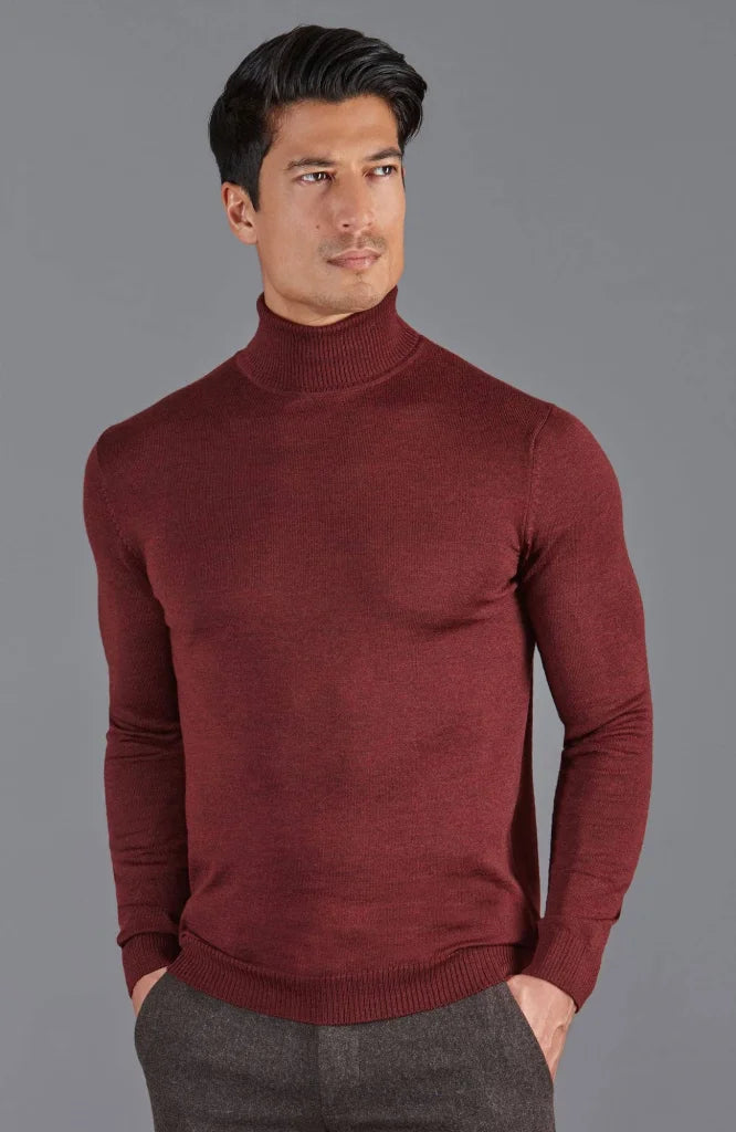 Extra feiner Merinowollpullover mit Rollkragen für Herren