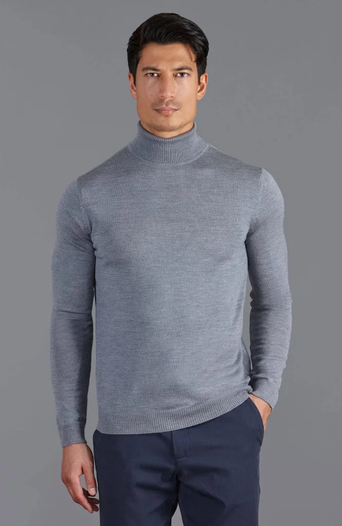 Extra feiner Merinowollpullover mit Rollkragen für Herren