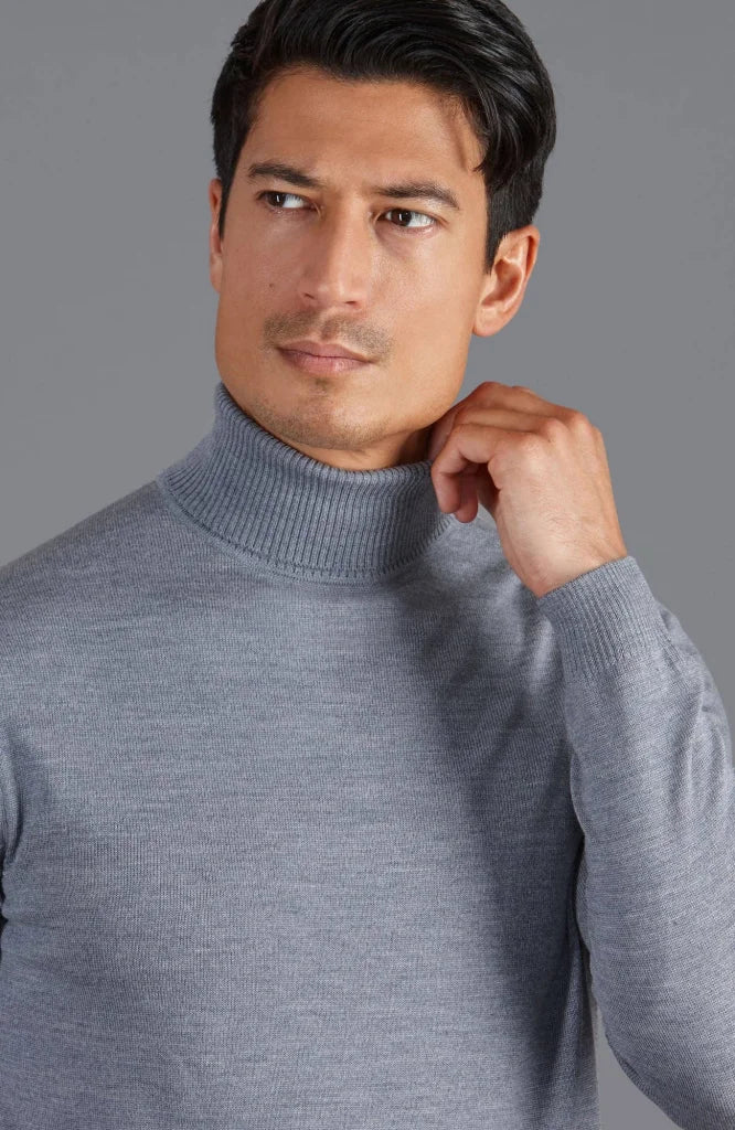 Extra feiner Merinowollpullover mit Rollkragen für Herren