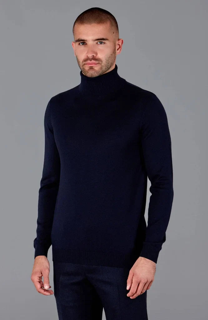Extra feiner Merinowollpullover mit Rollkragen für Herren