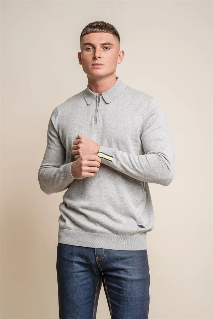 Falcao Grey - Pullover für Herren mit Reißverschluss