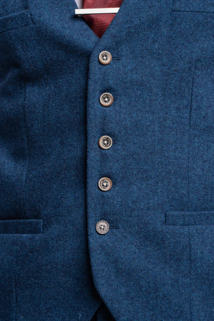 Herren Anzug Tweed slimfit Orson blau - driedelig pak