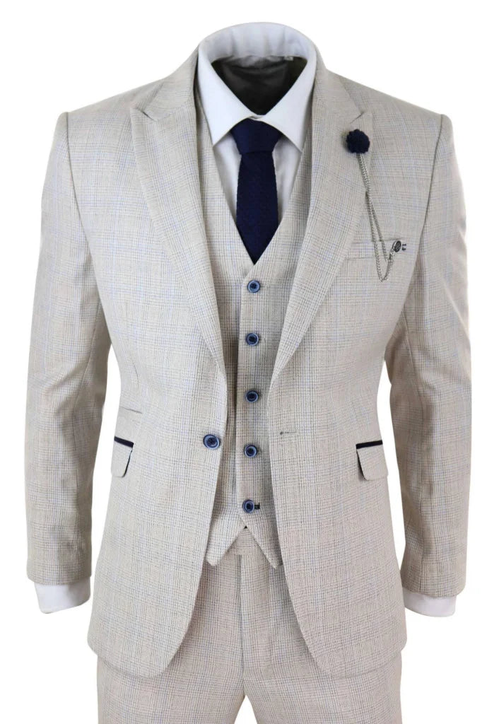 Herrenanzug beige - Cavani Caridi - driedelig pak