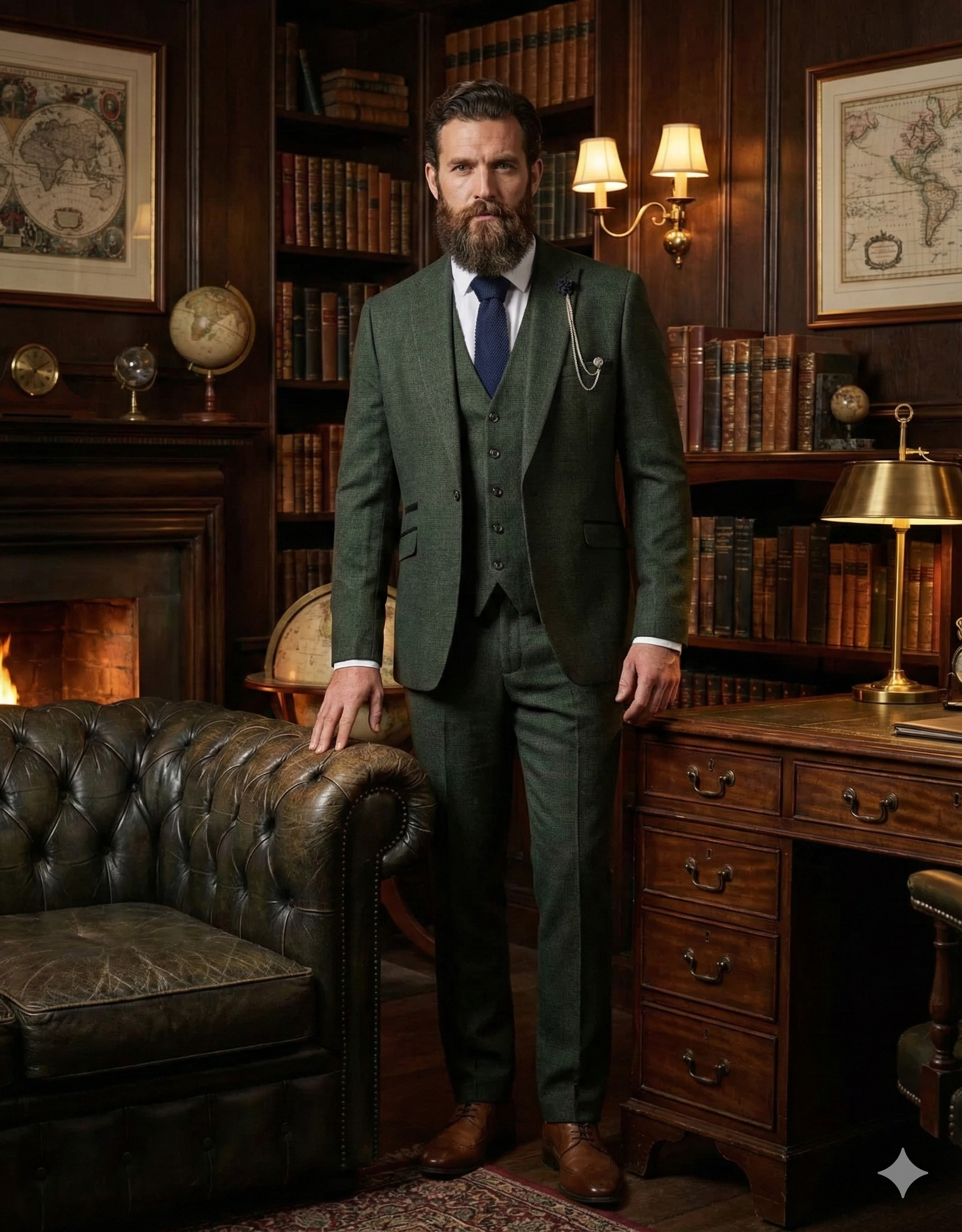 Herrenanzug Olivegrün - Cavani Caridi - driedelig pak