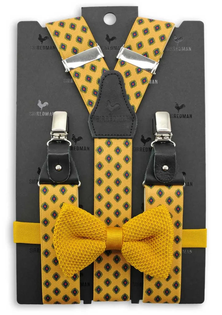 Hosenträger Gentleman Set Ocker Ornament - ocker