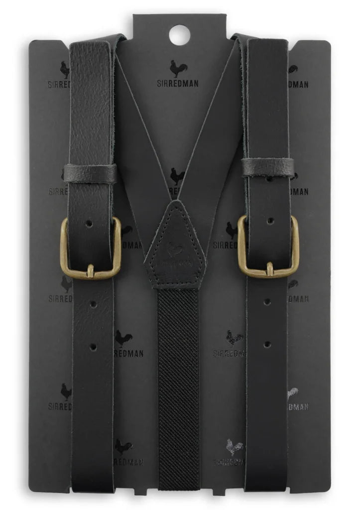 Hosenträger Gentleman’s schwarz Leder - schwarz