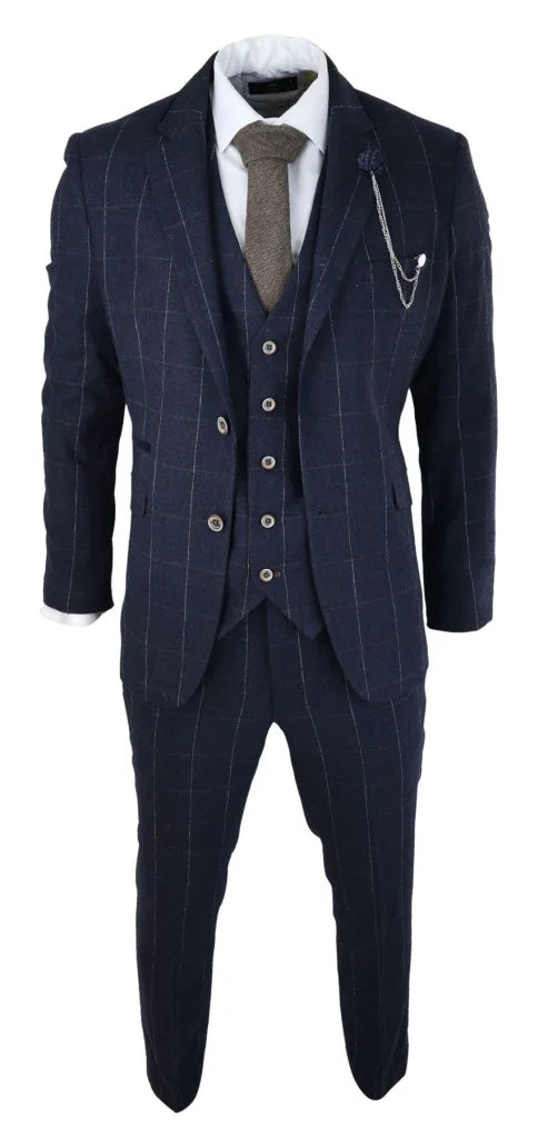 Karierter Anzug marineblau - dreiteilig Cavani Angels Navy