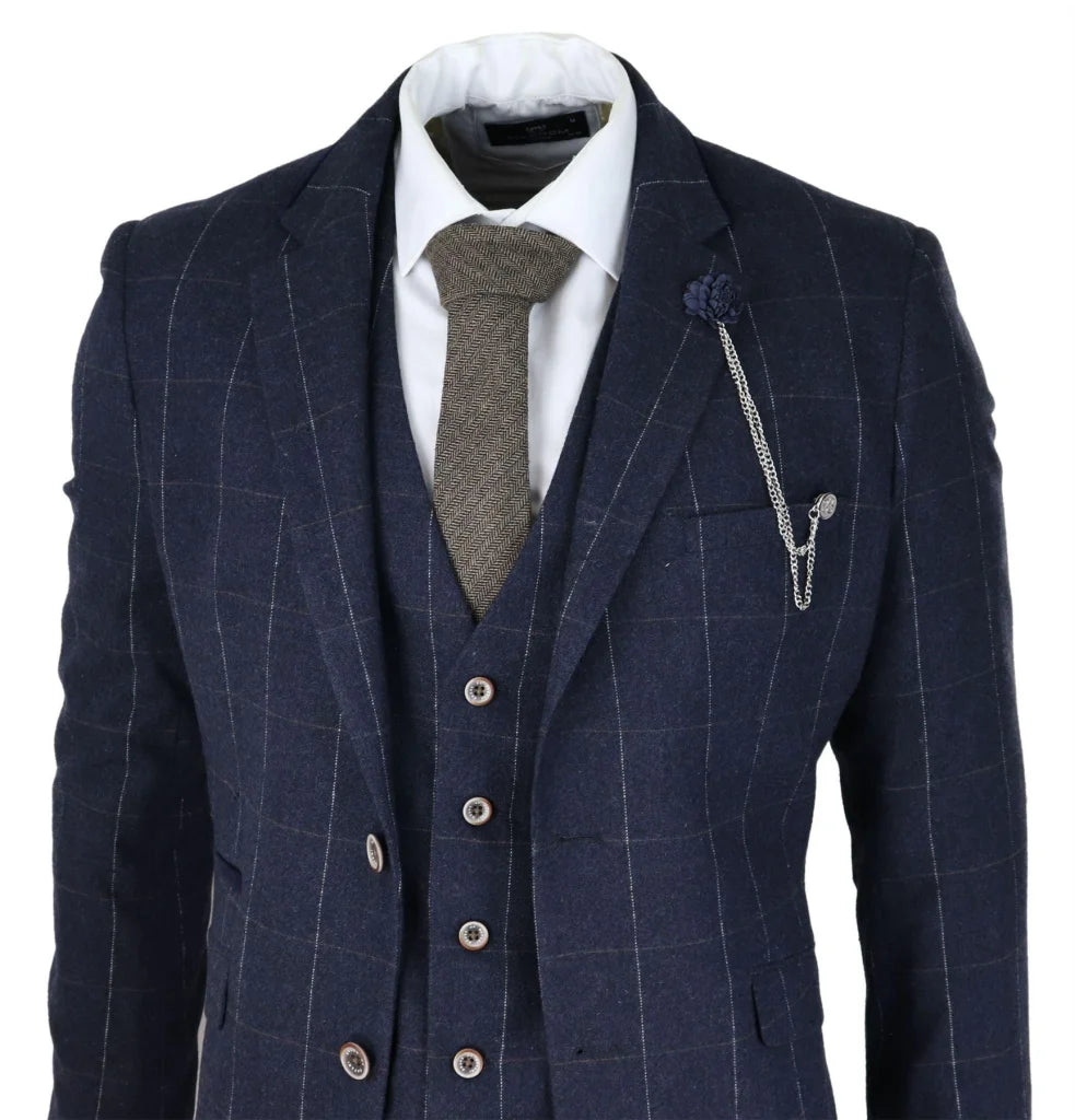 Karierter Anzug marineblau - dreiteilig Cavani Angels Navy