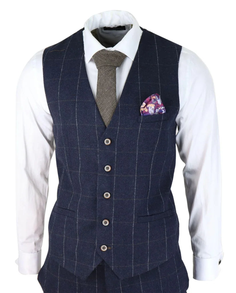 Karierter Anzug marineblau - dreiteilig Cavani Angels Navy