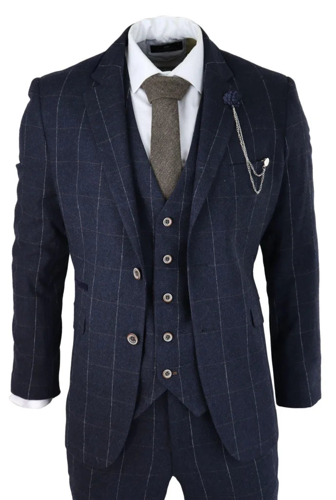 Karierter Anzug marineblau - dreiteilig Cavani Angels Navy