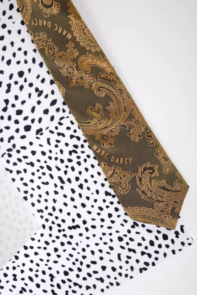 Kinderkrawatte Beige - Gold Paisley - kinder stropdas