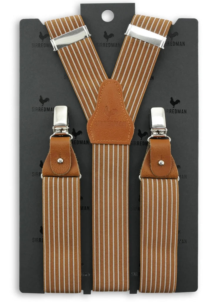 Klassische Hosenträger cognac mit braunen Lederschlaufen