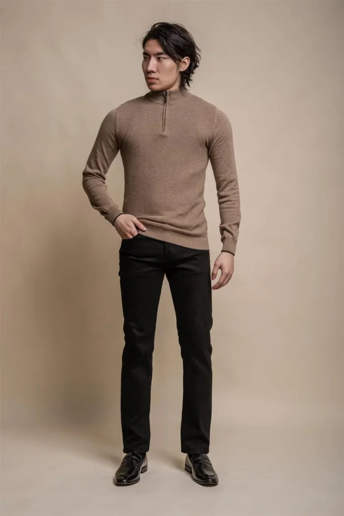 Kyle Mid Grey - Pullover für Herren mit Reißverschluss