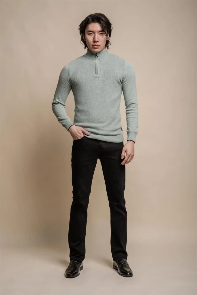 Kyle Mid Grey - Pullover für Herren mit Reißverschluss
