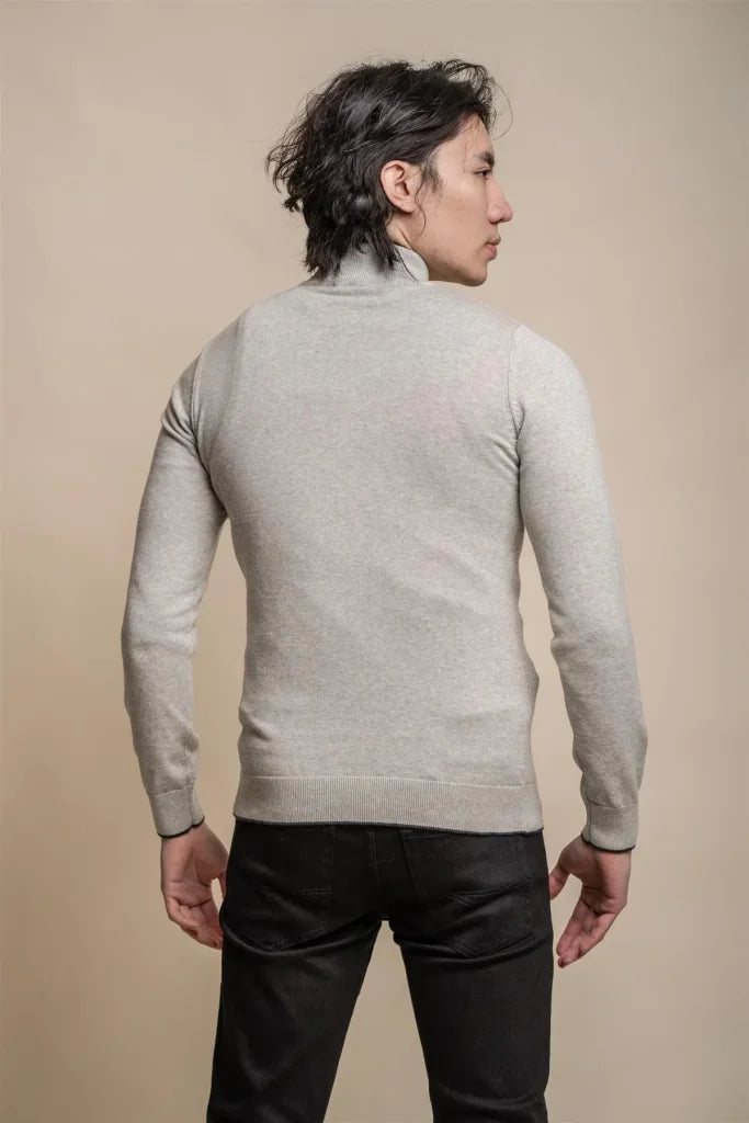Kyle Mid Grey - Pullover für Herren mit Reißverschluss