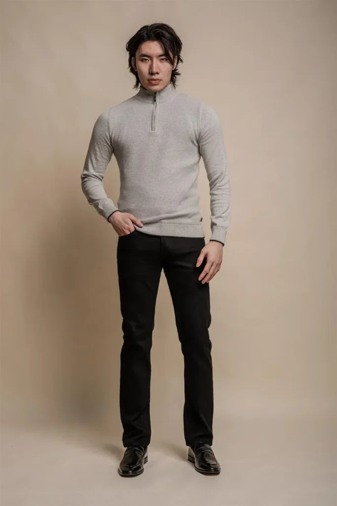 Kyle Mid Grey - Pullover für Herren mit Reißverschluss