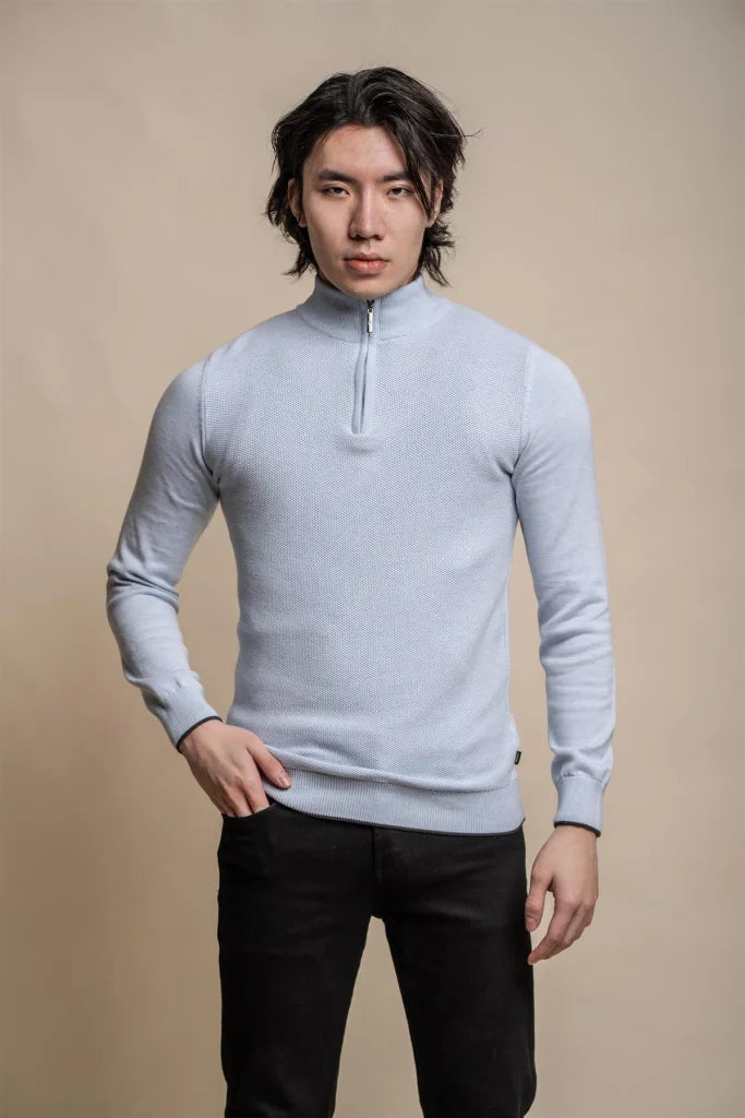 Kyle Mid Grey - Pullover für Herren mit Reißverschluss