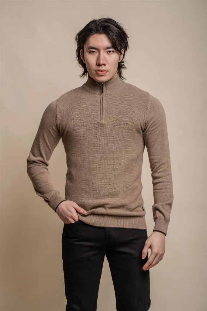 Kyle Mid Grey - Pullover für Herren mit Reißverschluss