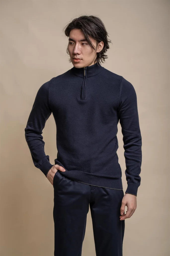 Kyle Mid Grey - Pullover für Herren mit Reißverschluss