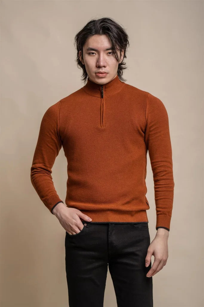 Kyle Mid Grey - Pullover für Herren mit Reißverschluss