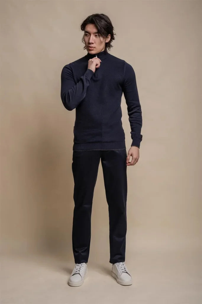 Kyle Navy - Pullover für Herren mit Reißverschluss