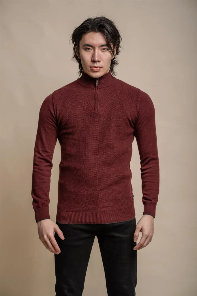 Kyle Olive Green - Pullover für Herren mit Reißverschluss
