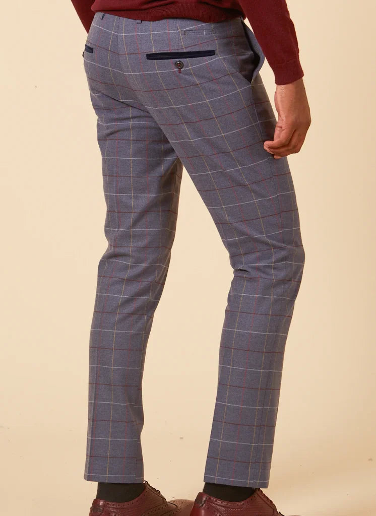 Marc Darcy - Hose Sky Blue Karomuster