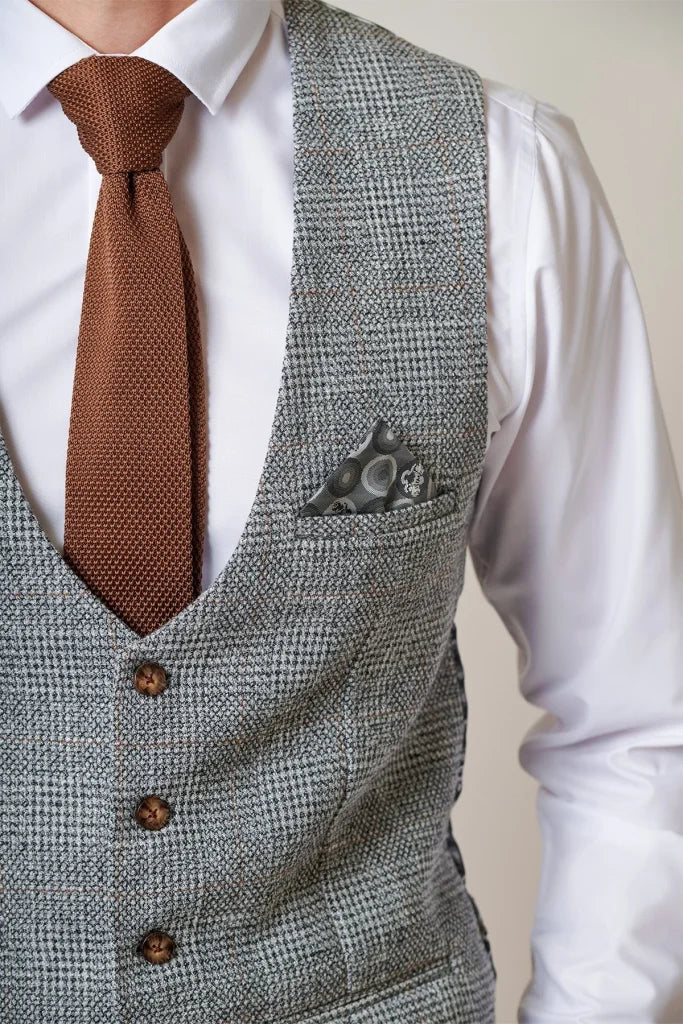 Marc Darcy – Weste Tweed Kris Silver Grey - Weste