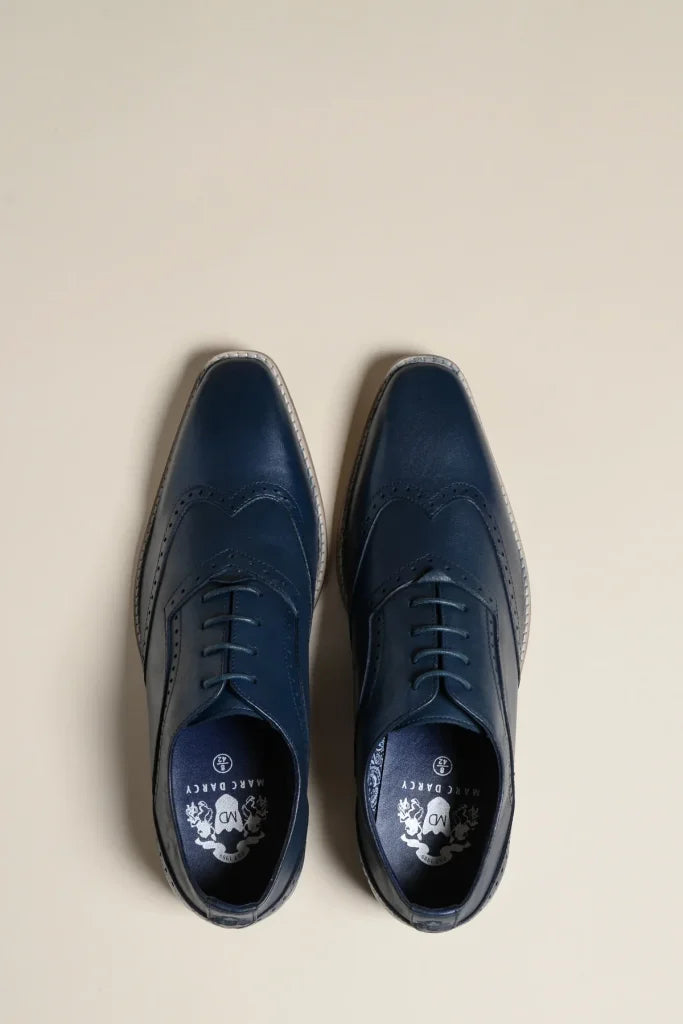 Marineblaue Lederschuhe Marc Darcy Dawson - Wingtip Brogue