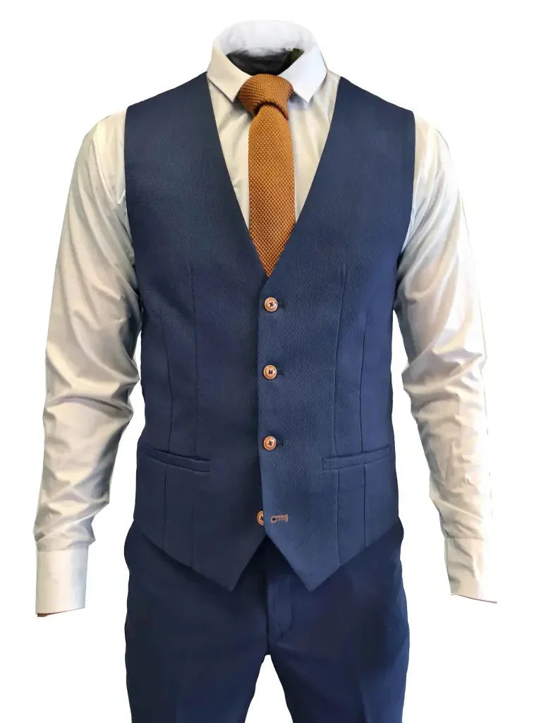 Marineblauer Anzug - Max königsblauer 3 - teiliger Anzug